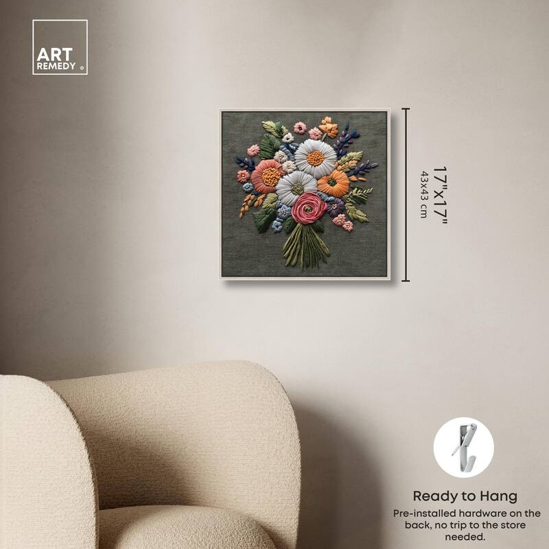 Stitched Bloom Bouquet II Canvas by Art Remedy