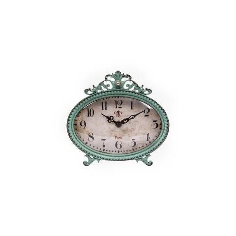 Green Antiqued Pewter Mantel Clock