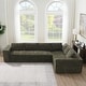 preview thumbnail 1 of 8, 129.5" Minimalist Style Chenille L-shaped Modular Sectional Sofa with Removable Cushions Green - Reversible