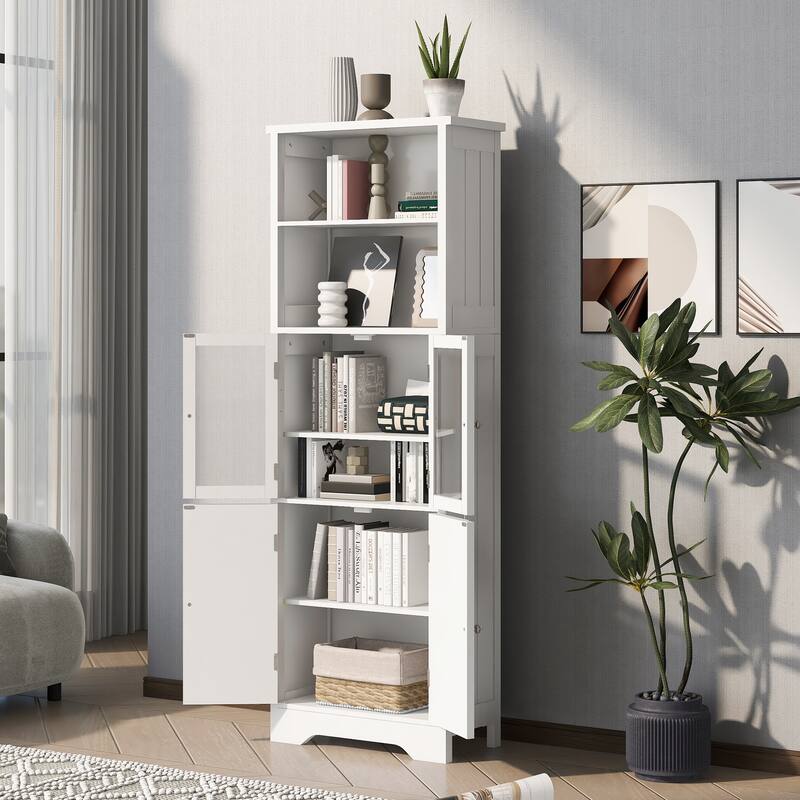 Tall Storage Cabinet with Shelves and Doors, MDF Board