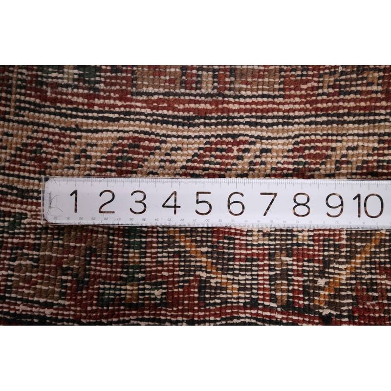 Brown Ardebil Persian Vintage Runner Rug Handmade Wool Carpet - 3'10" x 13'10"