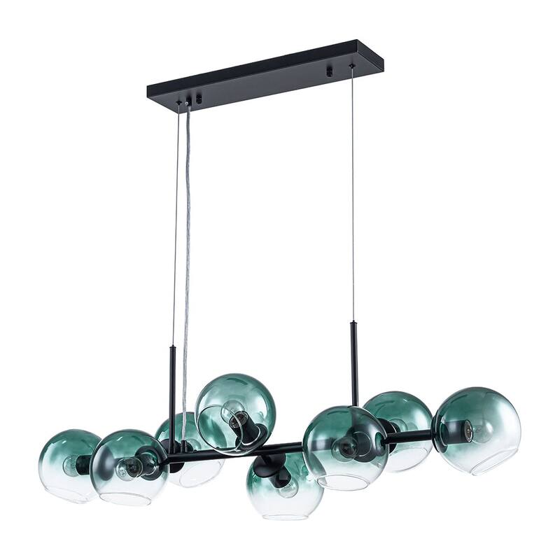 Modern 8-Light Glass Globe Linear Sputnik Island Chandelier Semi Flush