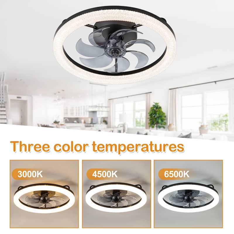 20 in. Black Integrated LED Color Changing Flush Mount With Frosted Acrylic Shade