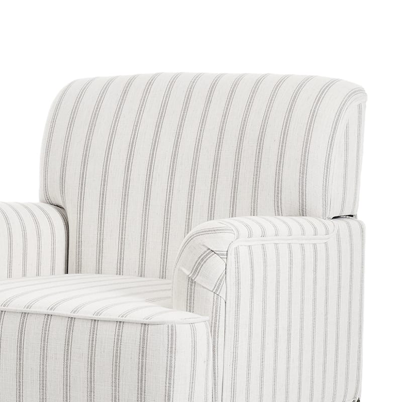 Linen Accent Chairs Nailhead Trim Armchairs with Wooden Legs