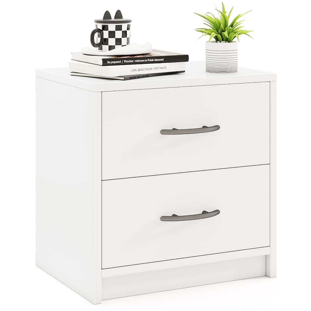 Gymax 2-Drawer Nightstand Modern Bedside Table w/ Storage for Living