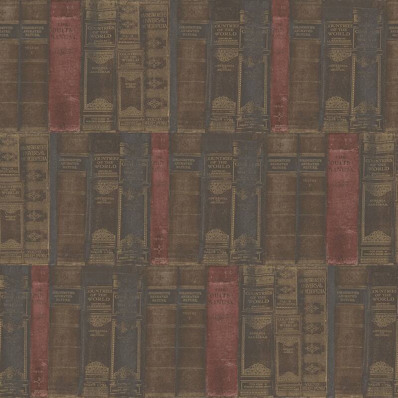 Galerie Wallcoverings Nostalgie Collection Library Books Non-woven Matte Wallpaper Roll - 33 feet x 21 inches - Brown