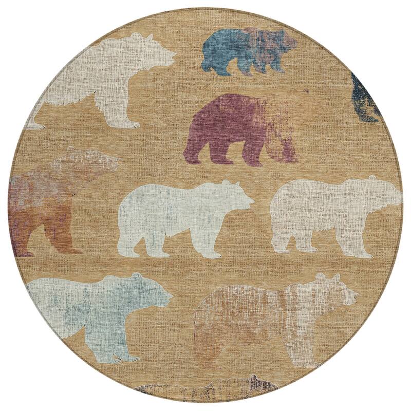 Machine Washable Indoor/ Outdoor Modern Bear Chantille Rug