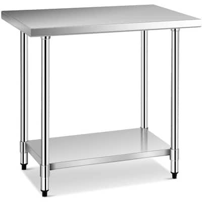 Commercial Kitchen Stainless Steel Work Table - 36 inches L x 24 inches W x 35 inches H