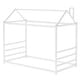 preview thumbnail 6 of 10, House Platform Twin Bed with Roof and Chimney Design, Sturdy Metal Frame