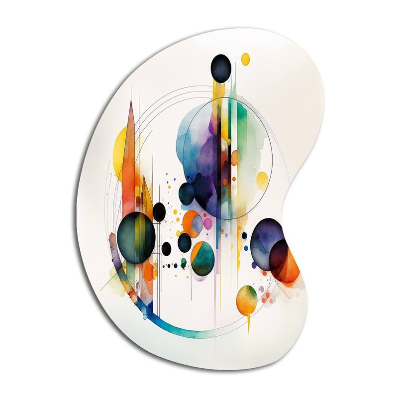 Designart - Multi-Color Watercolor Geometric Art I - Abstract Geometric Metal Wall Decor - Metal Boom Shape Print