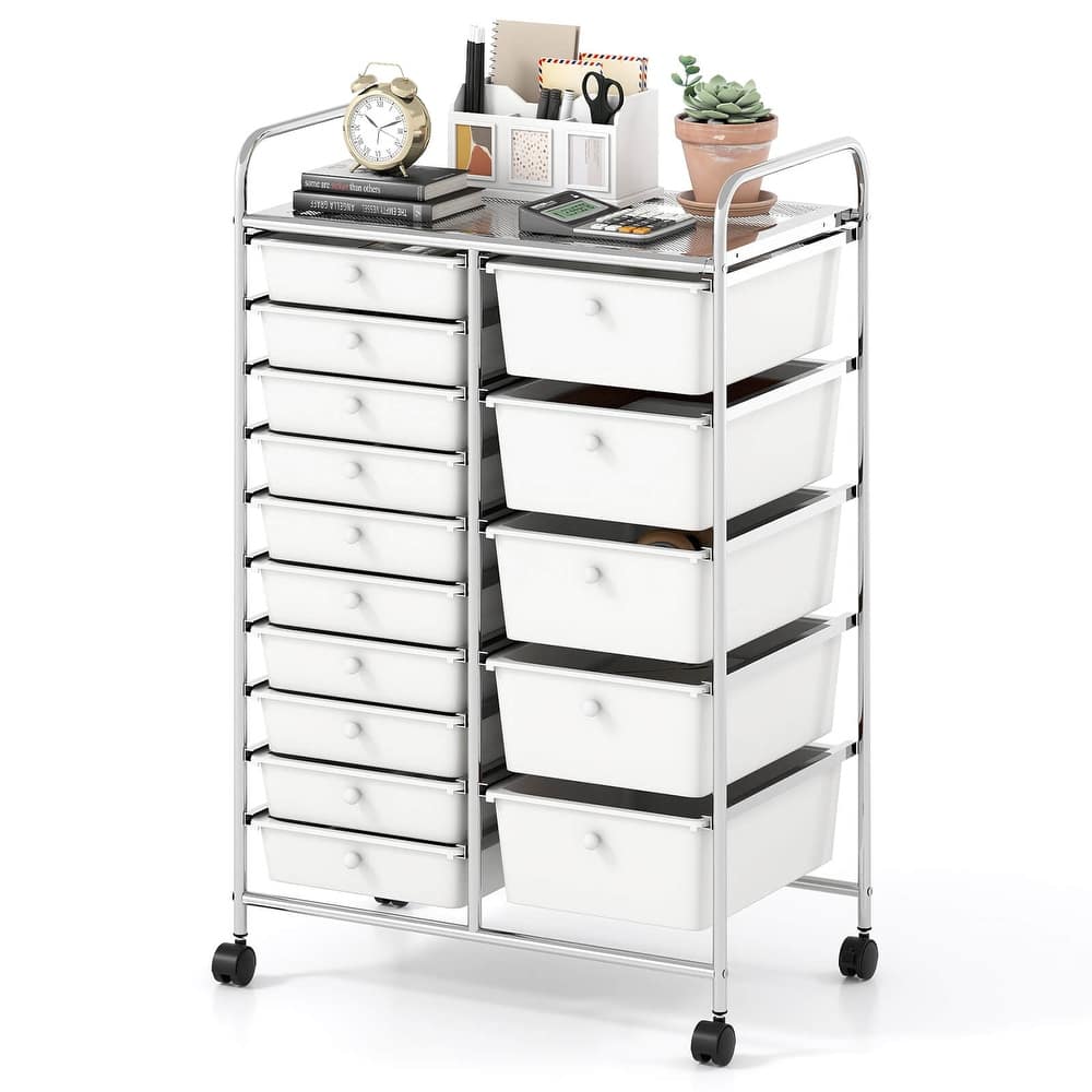 Costway 15-Drawer Trolley with Chrome Plated Metal Frame & Lockable - See Details