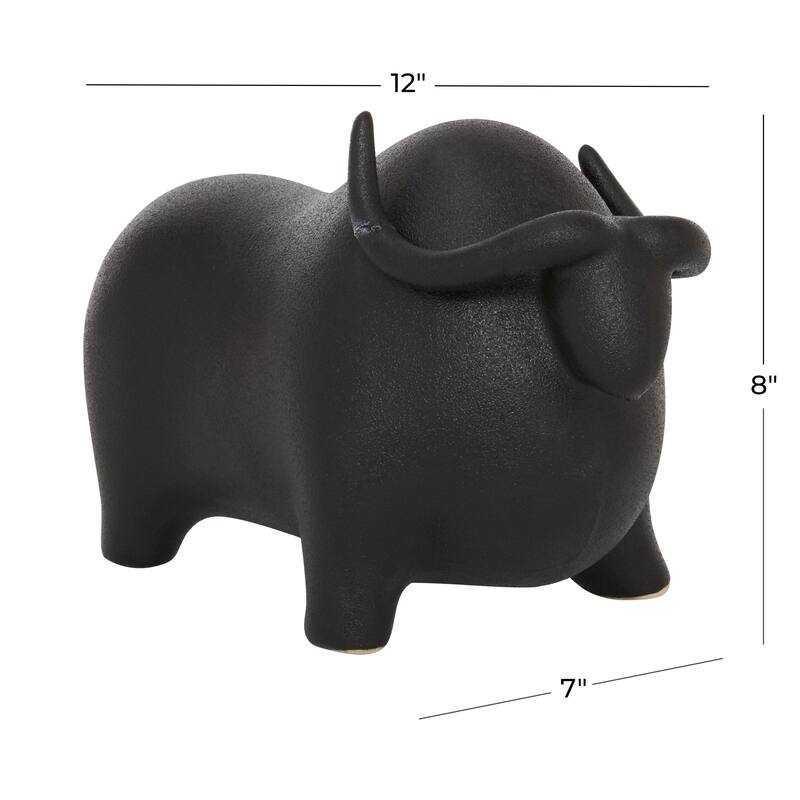 Ceramic Bull Decorative Sculpture - Black - Roche River Decor