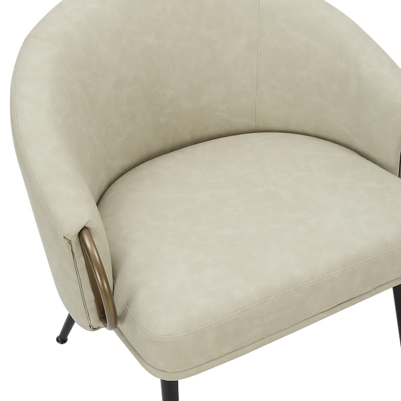 Mid-Century Modern Faux Leather and Metal Accent Chair - Vintage Charcoal and Black and Aged Gold