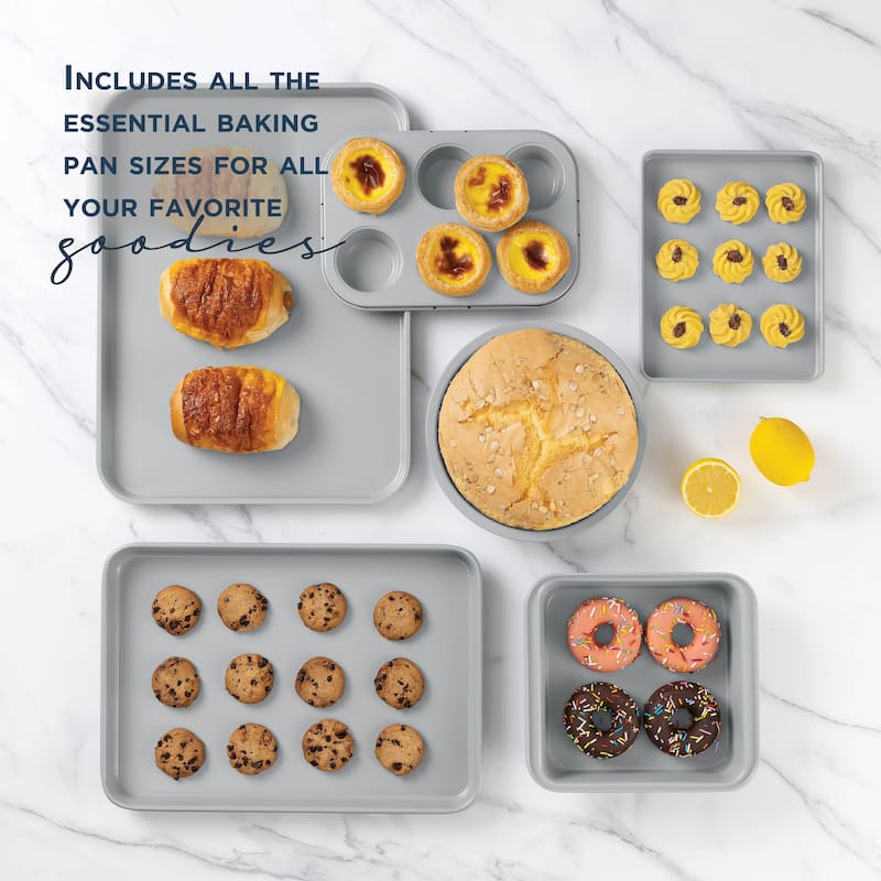 Country Kitchen Nonstick Stackable Bakeware Set - Durable, Easy Release Baking Set, Cream, 13 Pcs