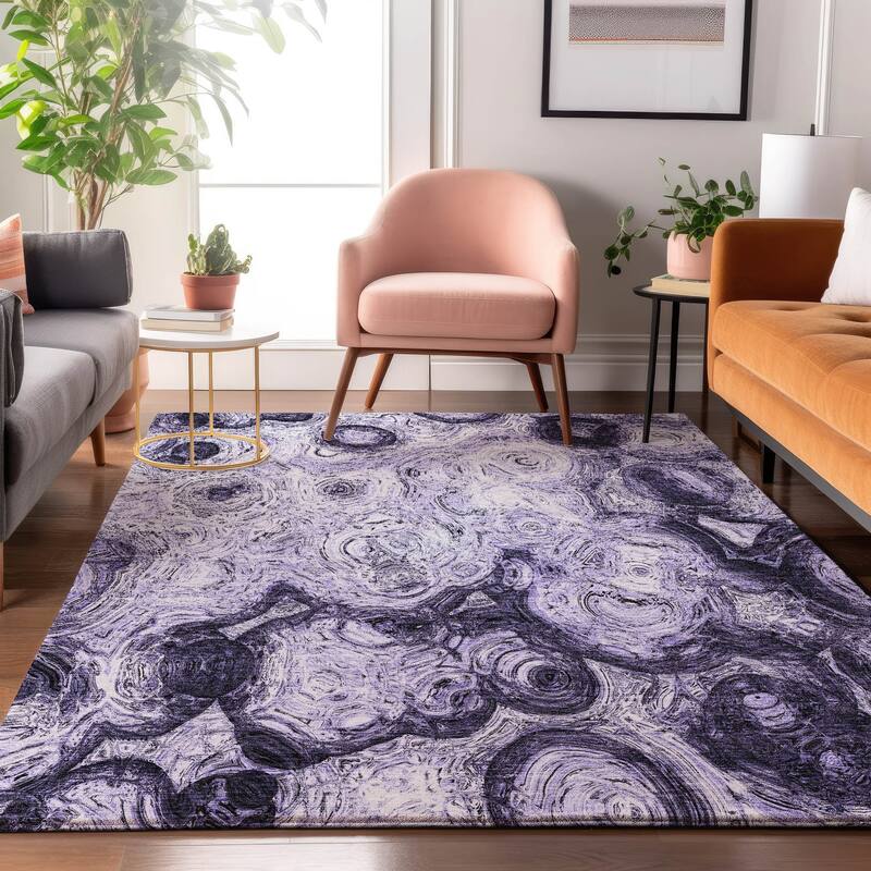 Premium Washable Super Soft Abstract Modern Mayfield Rug - Purple - 10' x 14' - Rectangle