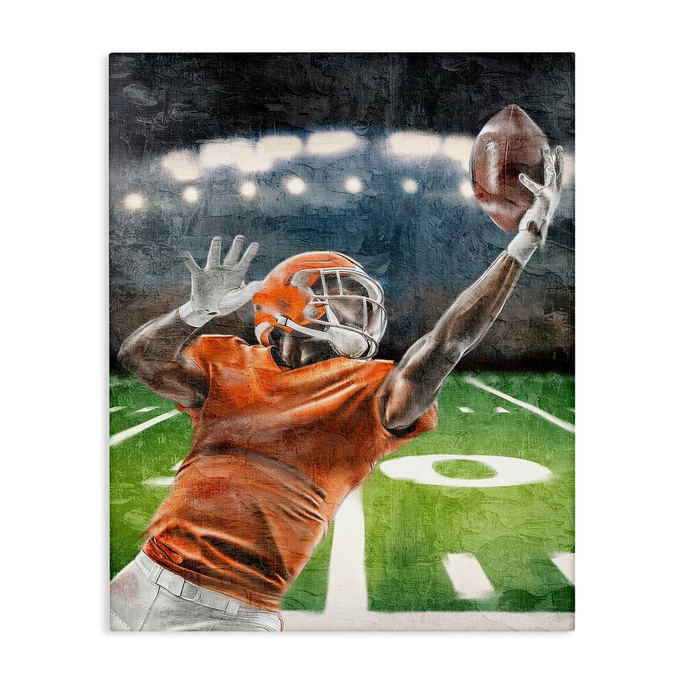 Stupell Athlete Catching Football Canvas Wall Art Design By Kim Allen