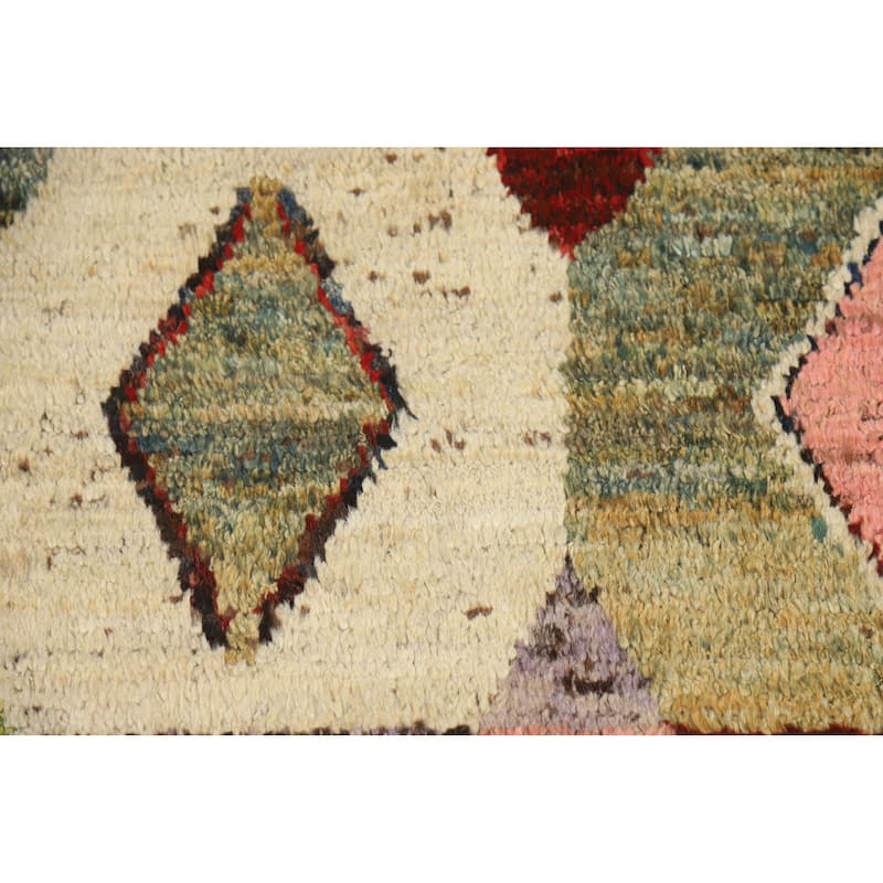 Multi-Color Geometric Moroccan Oriental Area Rug Handmade Wool Carpet - 5'7" x 7'7"