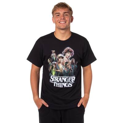 Stranger Things Mens Season 3 Distressed Style The Party Group Pose Adult Short Sleeve T-Shirt