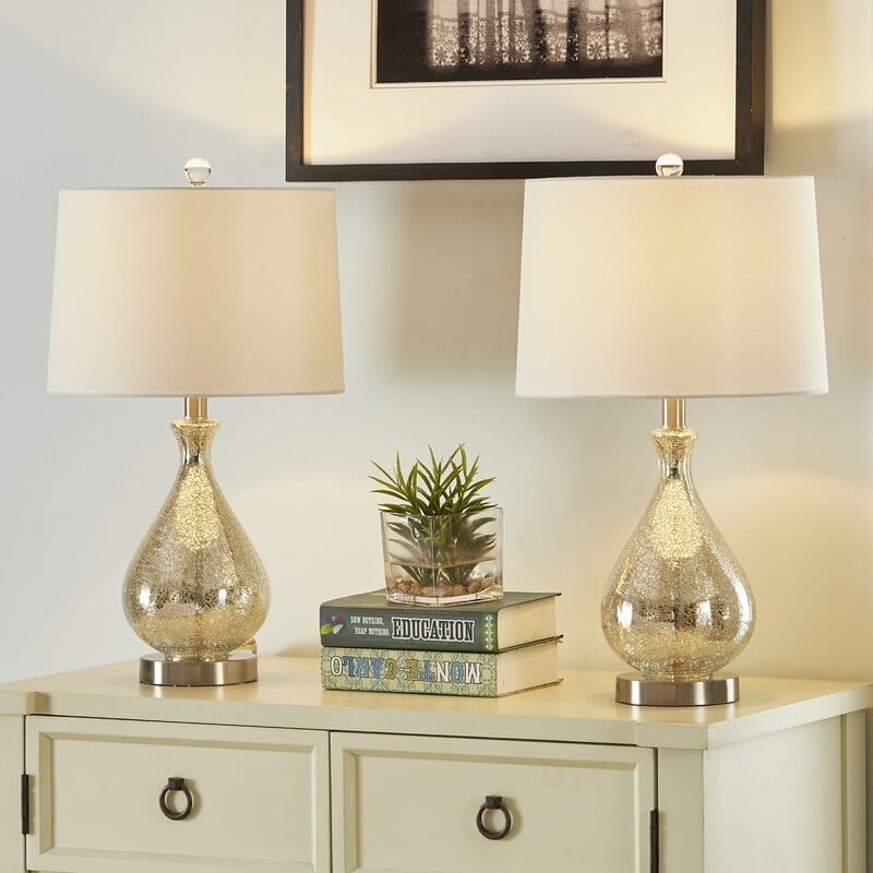 22.75'' Clear Glass Table Lamp Set (Set of 2)