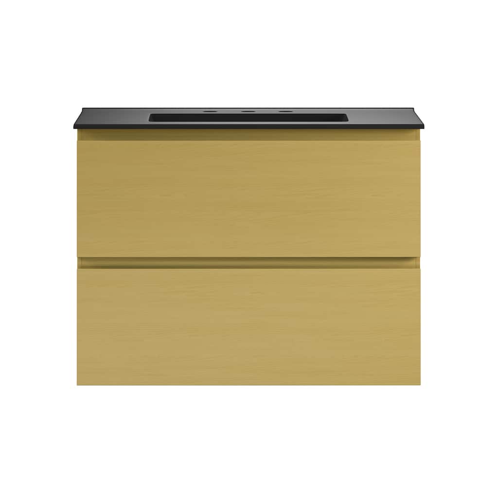 Liberte 30" Freestanding Bathroom Vanity In Natural Oak With Black 3-Hole Widespread Sink Top - 30