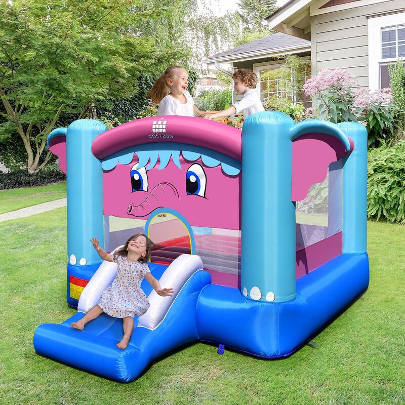 Gymax Inflatable Bounce House 3-in-1 Elephant Theme Inflatable Castle
