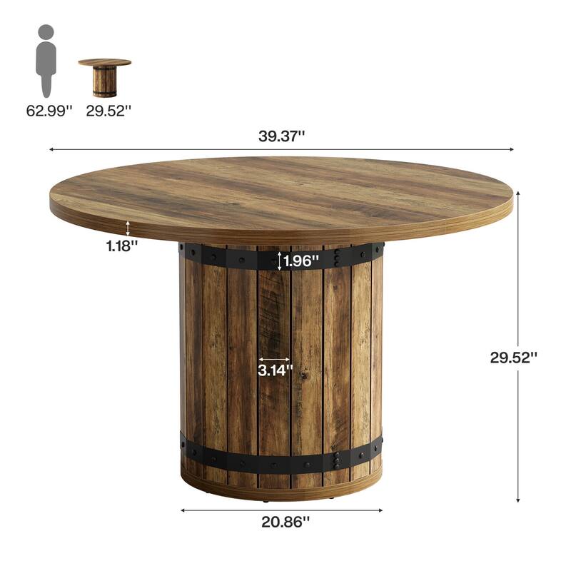 39.37-Inch Round Conference Table, Farmhouse Meeting Room Table