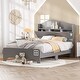 preview thumbnail 2 of 20, Wooden Twin Size House Bed with Storage Headboard ,Kids Bed with Storage Shelf,Grey