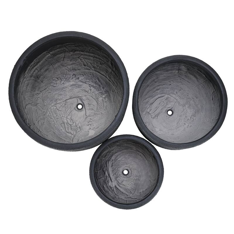 Lightweight Matte Textured MGO Flower Pot Set of 3,Round Concrete Stackable Planter with Drainage Holes and Rubber Plug