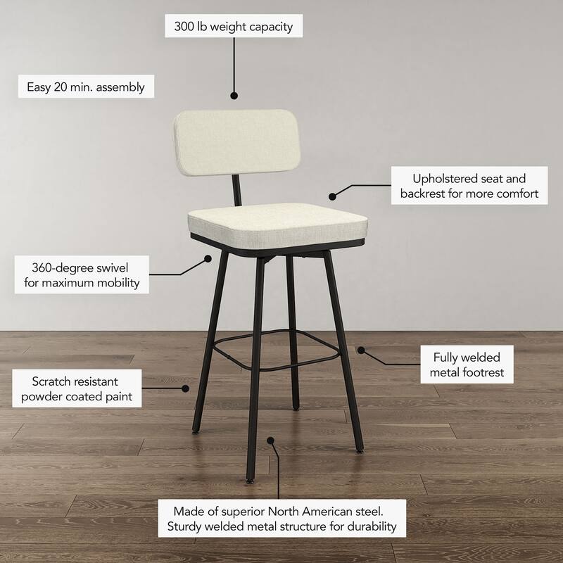 Amisco Tereza Swivel Counter and Bar Stool