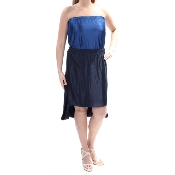 DKNY Womens Navy Convertible Below The Knee Hi-Lo Skirt Size: M