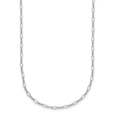 Curata Italian 18k White Gold 2.4mm Mixed Length Cable Chain (Lobster)