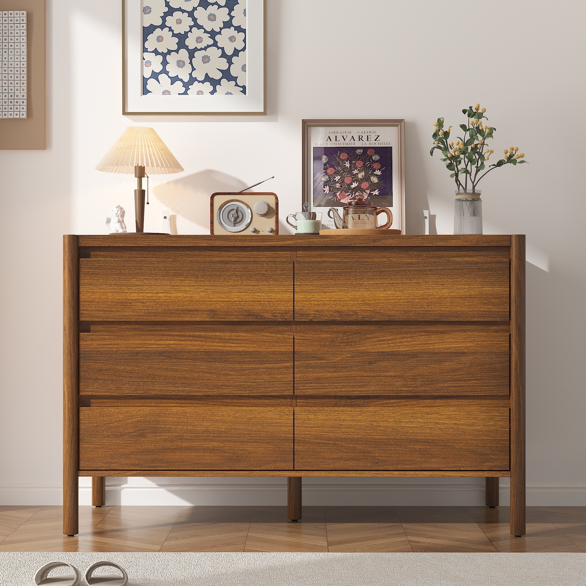 brown vintage dresser Lane Mid-Century Modern Walnut Wooden 38" L x 18" W x 44" H  Tacoma Furniture Consignment A unique aspect of this chest is its retractable brass side handles Mid-Century Shoe Dresser Cabinet with