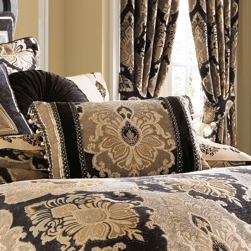J. Queen New York Bradshaw Boudoir Decorative Throw Pillow - Accent - Polyester - Black