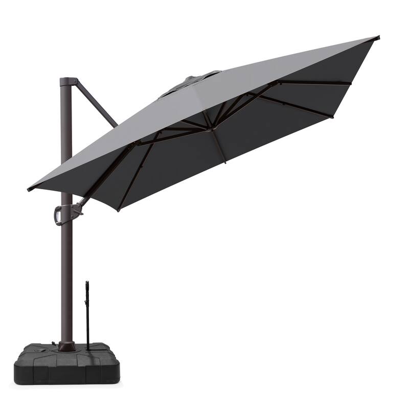 VredHom 10 x 13 Ft Outdoor Wind Vent Cantilever Patio Umbrella with Rod Base - DarkGrey