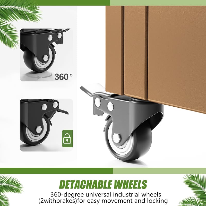 Metal Movable Planter Box with Trellis Privacy Screen Lockable Wheels