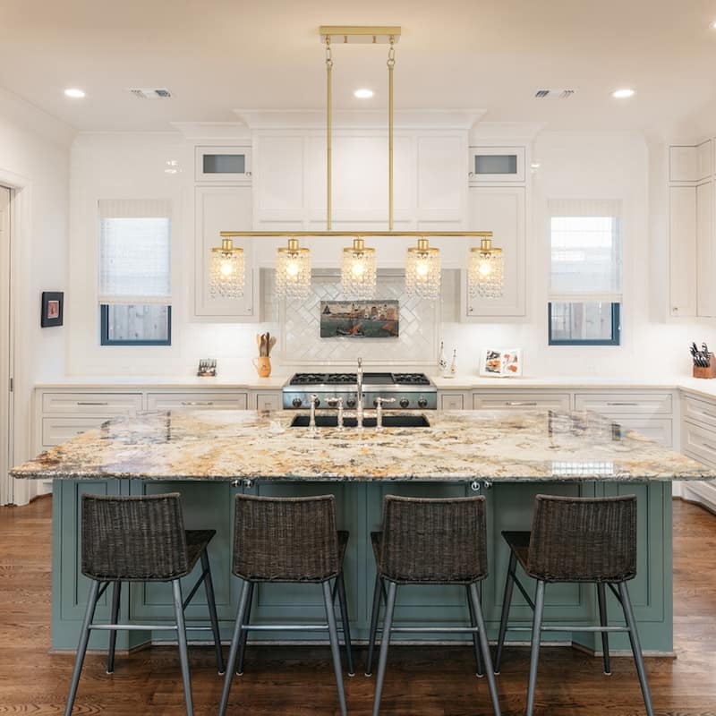 5-Light Modern Pendant Light with Crystal Shade for Dining Room