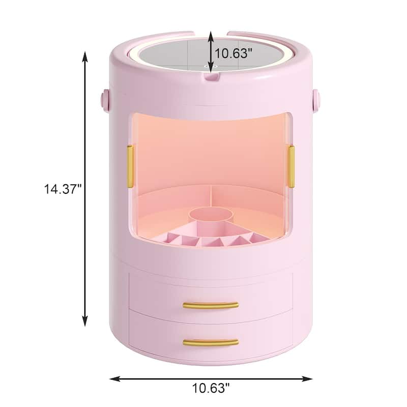 Makeup Organizer Bathroom Medicine Organizer Cosmetic Display Cases with Led Mirror for Dresser, Vanity Countertop