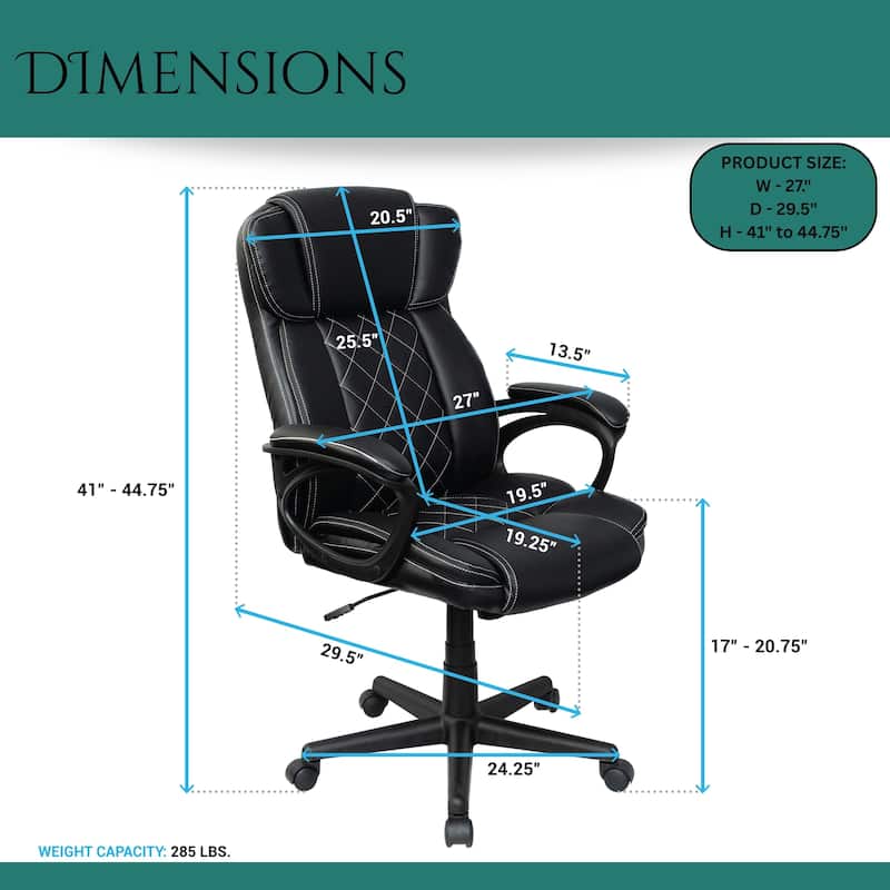 Faux Leather, Diamond-Stitch Padding, Executive Office Chair