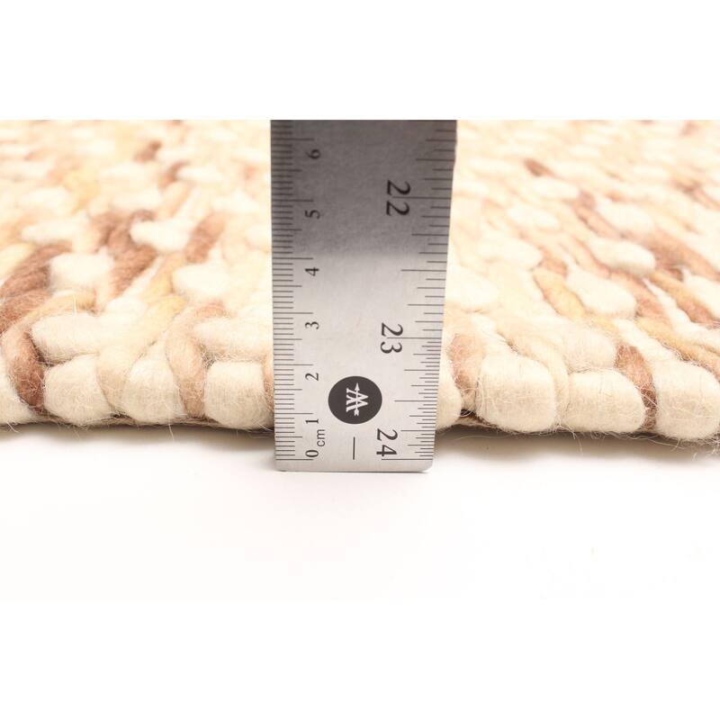 ECARPETGALLERY Braid weave Sienna Beige Wool Rug - 5'1 x 7'10