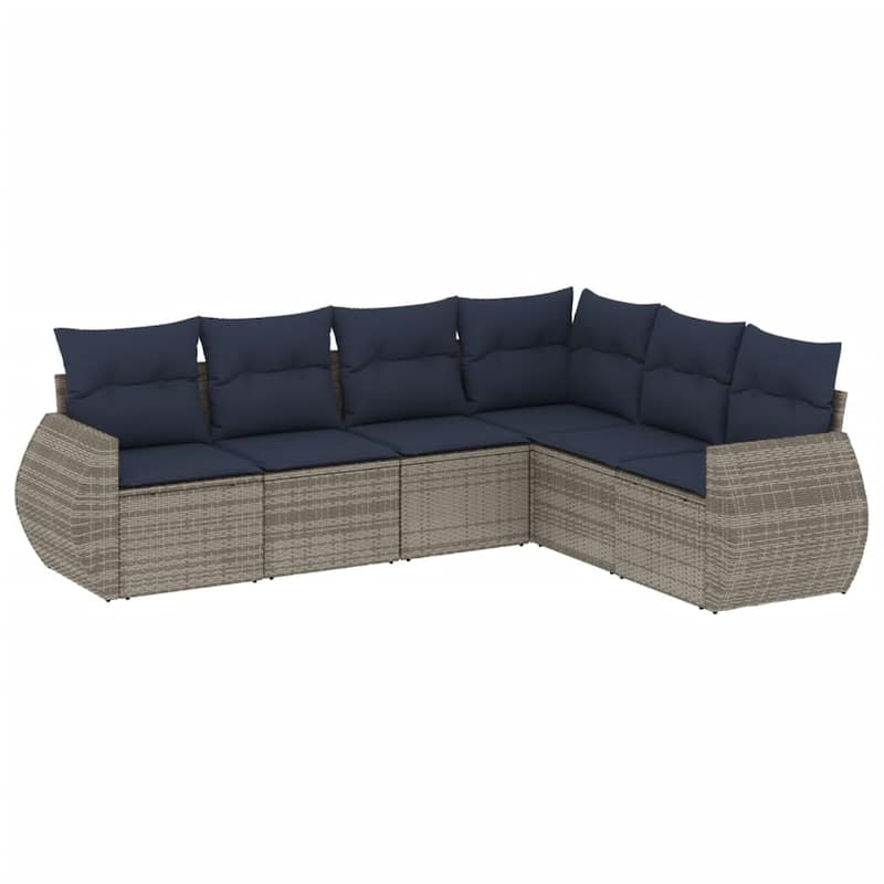 vidaXL Patio Sofa Set with Cushions Outdoor Conversation Furniture Poly Rattan - 24.4 x 24.4 x 27.2