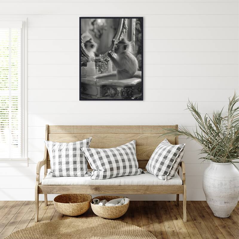 Monkey Bathroom Bussiness by Niky Rahner Framed Canvas Wall Art
