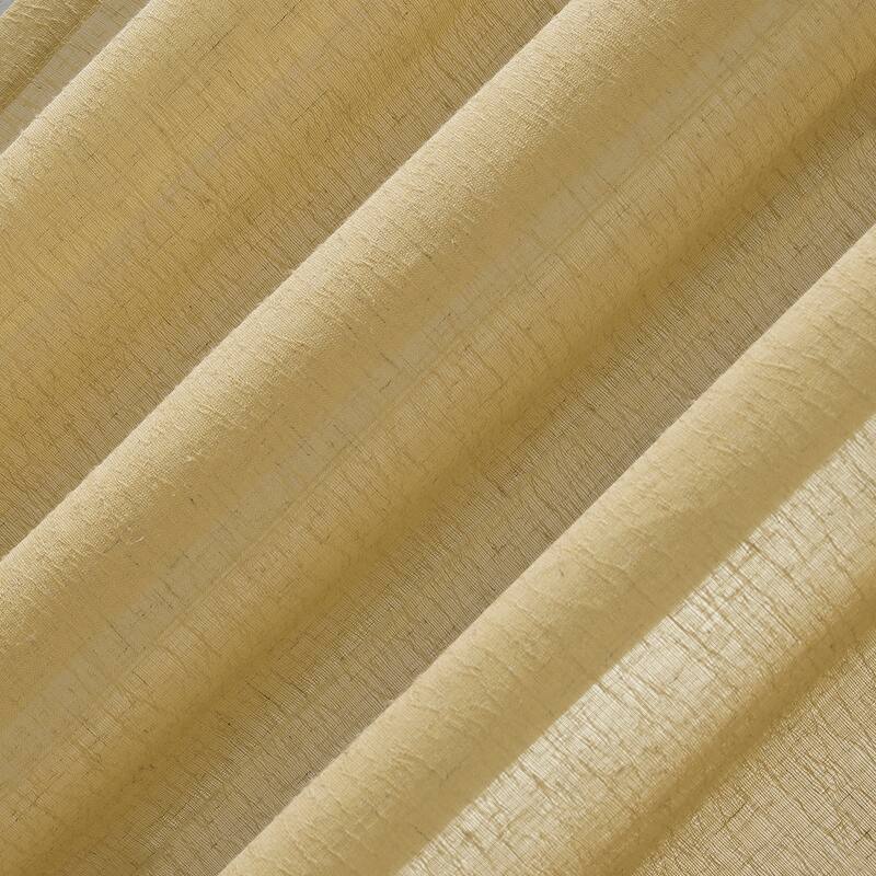 Clean Window Crushed Texture Anti-Dust Sheer Linen Blend Curtain Panel, Single Panel