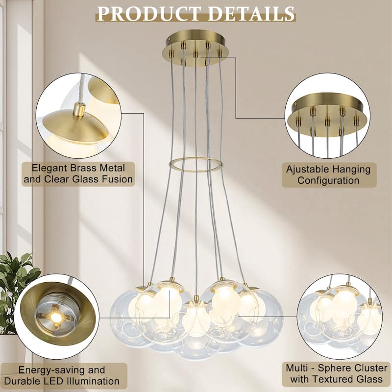 Modern Textured Glass Globe Pendant Light Frosted Shade Dining Room