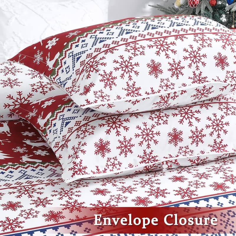 Boho Holiday Christmas Duvet Cover and Pillow Shams Set, Bedding Set