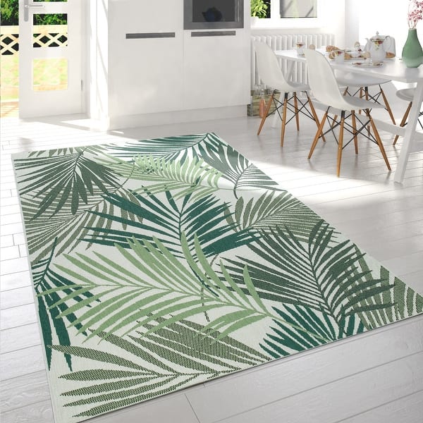 Indoor & Outdoor Rug - Jungle Design with Green Palm Trees - Bed Bath ...