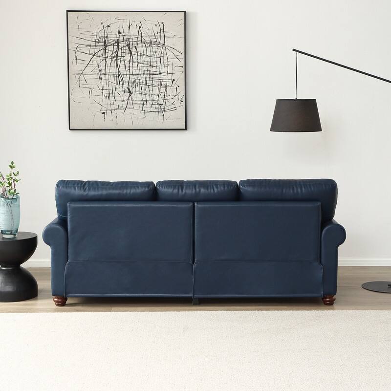 Modern Living Room Faux Leather Single Sofa Loveseat Sofa with Solid Wood Legs