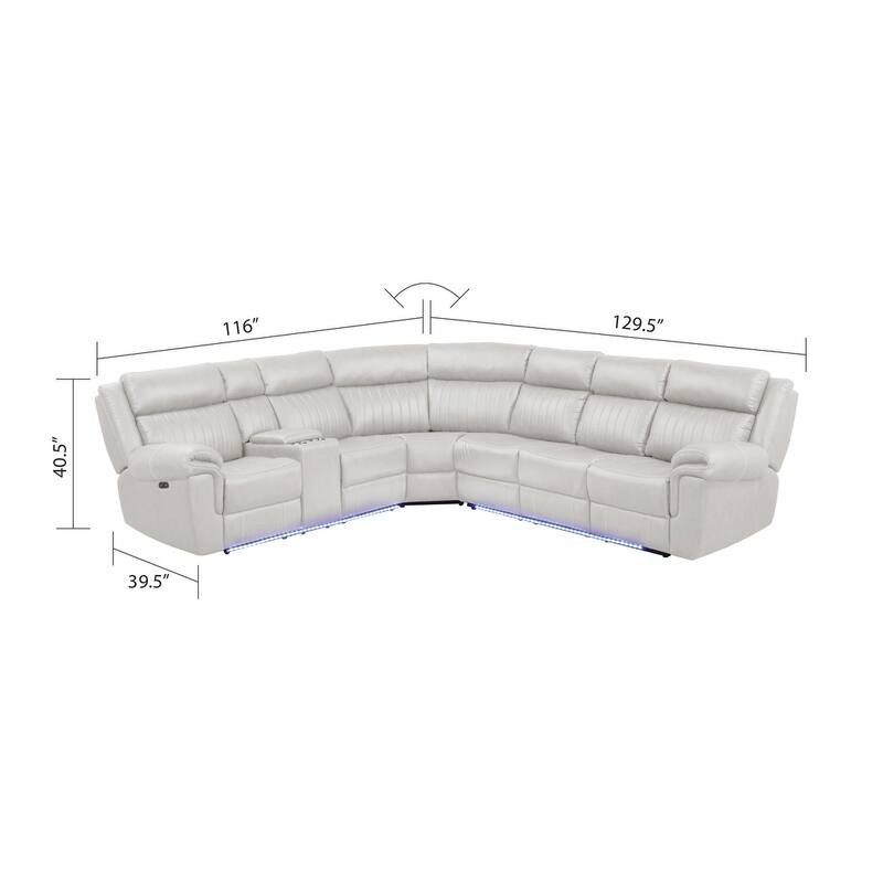 Aviator Modern & Contemporary Sectional Sofa Made with Wood & Built in LED Lights, Bluetooth Speakers & Cup Holders