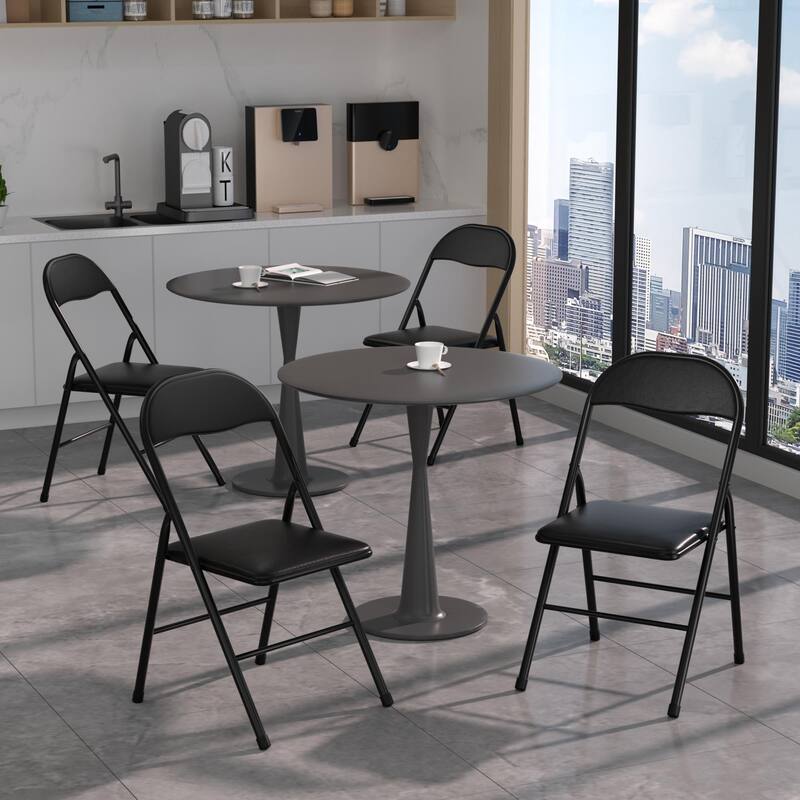 Faux Leather Padded Stackable Folding Chair Folding Chair Set