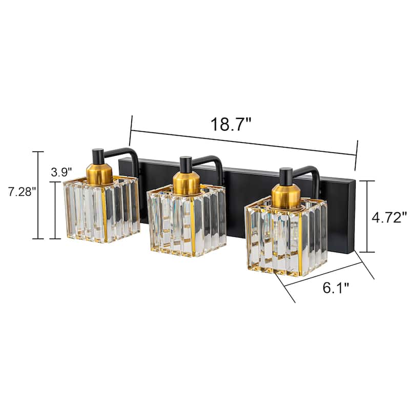 Dimmable Square Bathroom Crystal Vanity Light Wall Sconces