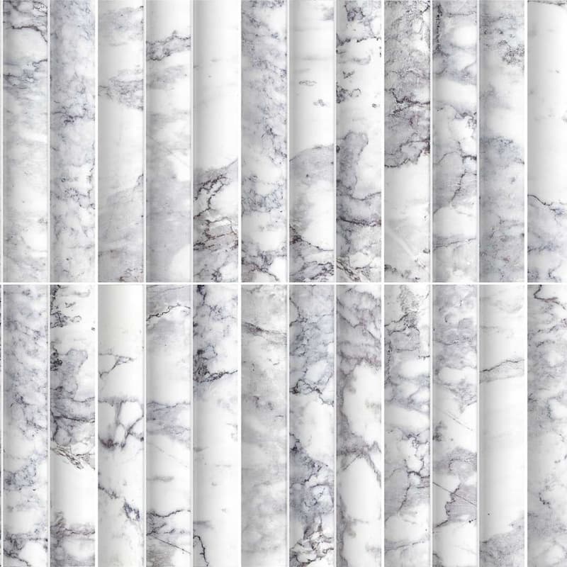 Lyrical 4.5x9 Matte Marble Look Porcelain Fluted Ribbed Tile - Wall, Backplash - Case of 22 (6.29 Sq. ft.) - Creta